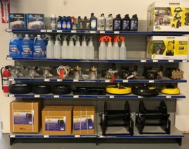 Chemical and detailing shelves